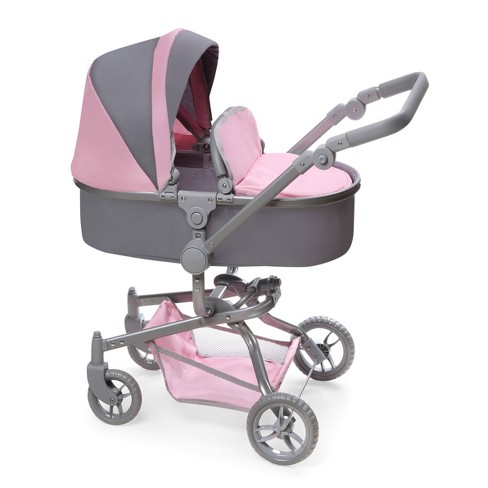 Daydream Multi Function Single Doll Pram Stroller Gray Pink