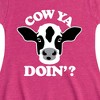 Girls' - Instant Message - Cow Ya Doin Fit & Flair Cap Sleeve Graphic Dress - 2 of 4