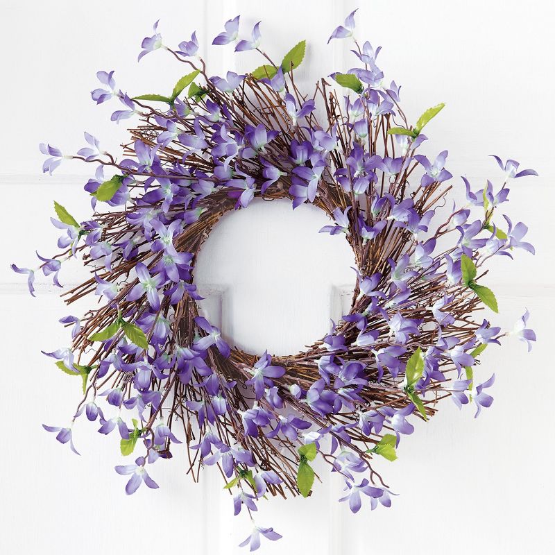 Collections Etc Spring Floral Forsythia Twig Wreath, 2 of 5