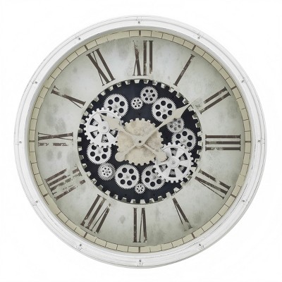 GlasFlength Wall Clocks Non Ticking Clock Digital Wall Clock Silent Vintage Decorative Wall Clocks for Living Room, White, 30"*3.25"*30"