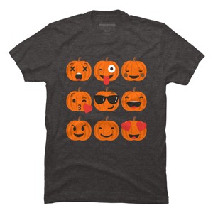 Men's Design By Humans Halloween Pumpkins Emoji By honeytree T-Shirt - 1 of 4