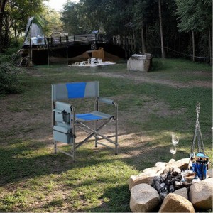 DSVIMOY Folding Chair, Padded Folding Outdoor Chair with Storage Pockets, Directors Chair for Camping, Blue & Gray, 21.7"*16.9"*29.5" - 1 of 4