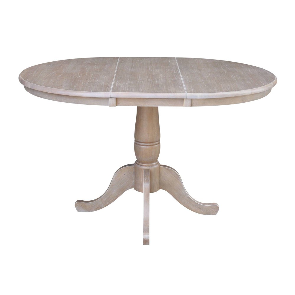 Photos - Dining Table 36" Round  with 12" Leaf Washed Gray Taupe - International Con