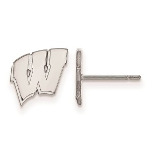 Black Bow Jewelry Sterling Silver Wisconsin Badgers NCAA Post Earrings - 1 of 3