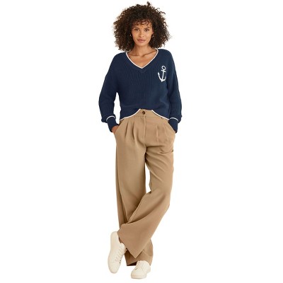 VENUS Womens Anchor V-Neck Sweater