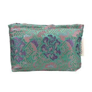 Unique Bargains Convenient Peony Handheld Makeup Bag Green Purple 1 Pc - 1 of 4