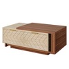 HTUTWOO 42.13" Extendable Rectangle Coffee Table, Dual-Tone Walnut & Oak Cocktail Table with Sliding Tabletop, Multi-Functional Hidden Storage - 2 of 4