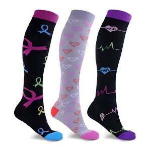 Extreme Fit Compression Socks - Pro Support Stockings hose made for nurses travel pregnancy foot aches running - 3 Pair - 1 of 4