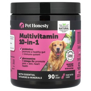 Pet Honesty Dog Multivitamin - 10 in 1 Dog Vitamins for Health & Heart - Fish Oil, Glucosamine, Probiotics, Omega Fish Oil - Dog Vitamins and - 1 of 4