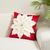 Saro Lifestyle Velvet Poinsettia Down Filled Throw Pillow, 16", Red - 3 of 3