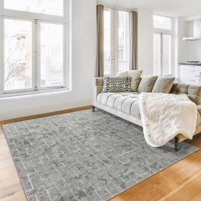 Trevi Zalo Gray Abstract Rectangular Polyester Area Rug