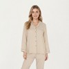Anna-Kaci Lounge Women's 2-Piece Set Button Front Pajama Top with Contrast Piping and Relaxed Fit Pants - 2 of 4