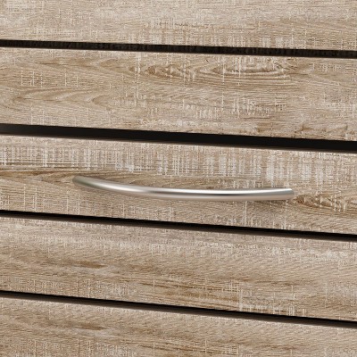 Natural Wood Shoe Storage Cabinet with Louver Doors and Flip Drawers