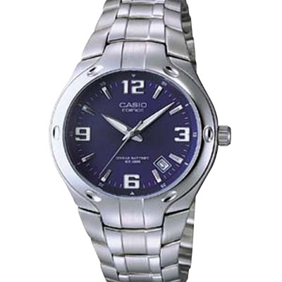 casio silver blue watch