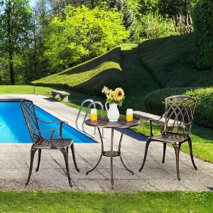 Whizmax Cast Aluminum Patio Bistro Set with Umbrella Hole, 3 Piece Outdoor Bistro Set Rust-Resistant, for Garden,Backyard, Patio Balcony - 1 of 4