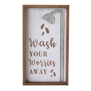 VIP Wood 14 in. White Wash Your Worries Away Sign - 1 of 2
