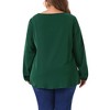 Agnes Orinda Women's Plus Size Solid Chiffon V Neck Lace Panel Long Sleeve Elastic Cuff Casual Tops - 4 of 4