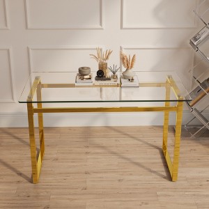 NicBex 51"/55.1"/47"/59" Modern Rectangle Dining Table for 4 Seaters,Kitchen Table with Glass/MDF Tabletop and Metal Legs for Kitchen - 1 of 4