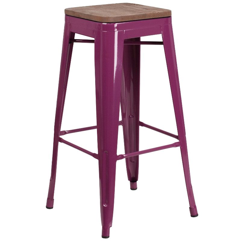 Flash Furniture 30" High Backless Barstool with Square Wood Seat, 1 of 3