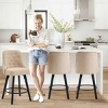 26" Swivel Linen Upholstered Counter Stool Set of 2, Modern Counter Stools with Wood Legs for Kitchen Island or Home Bar – The Pop Home - 3 of 4