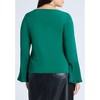 ELOQUII Women's Plus Size Ruffle Sleeve V-Neck Top - 3 of 4