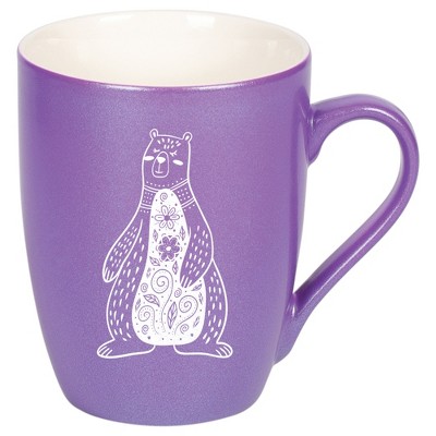 Elanze Designs 10 Ounce Metallic Finish New Bone China Tea Coffee Cup Mug� Passion Purple Whimsical Floral Bear