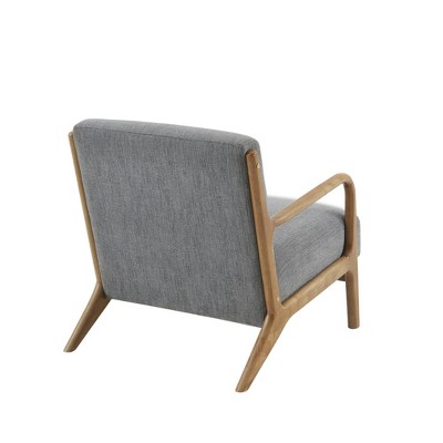 Mid-Century Elmwood Frame Accent Chair in Textured Gray