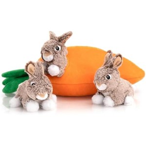 Hollypet Hide and Seek Squeaky Dog Toy, Designed Interactive Puzzle Plush Stuffed Puppy Toy, Rabbit and Carrot - 1 of 1