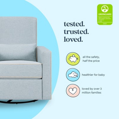 Heathered Blue Swivel Recliner with Cream Piping