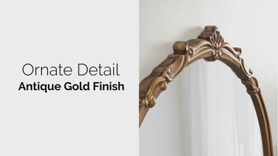 Elegant Gold Round 33" Baroque-Inspired Vanity Mirror