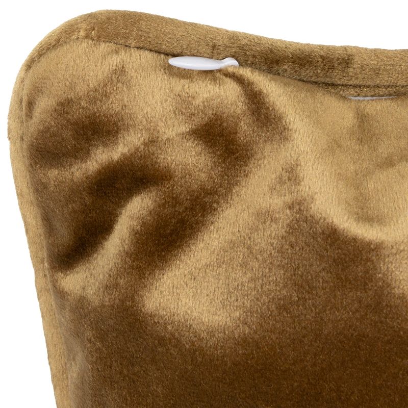 Northlight 17" Solid Umber Brown Plush Pipe Edged Square Throw Pillow, 4 of 6