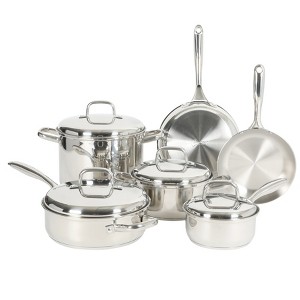 Oster Platinum Sedwick Stackable Stainless Steel Cookware Set W/ TriPly Encapsulated Base - Induction Safe - 1 of 3