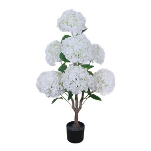 3 Ft Artificial Hydrangea Tree, Faux Flower with Planter, Realistic Leaves and Plastic Planter, for Wedding Living Room Office - 1 of 4