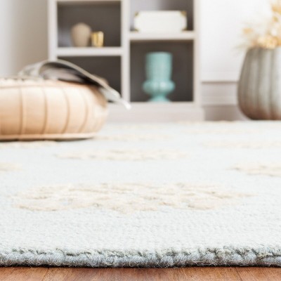 Handmade Light Blue and Beige Wool Tufted Area Rug