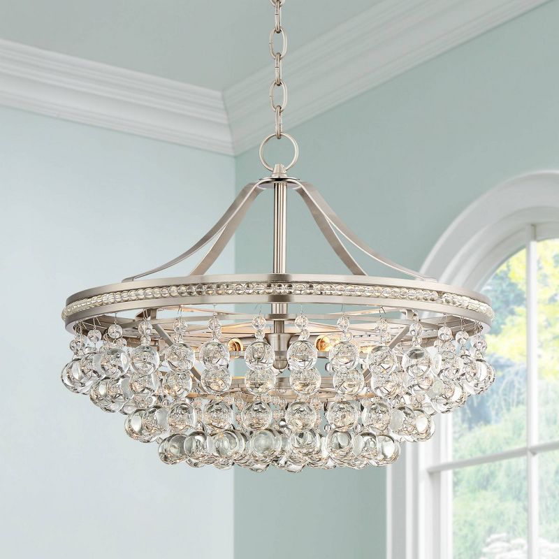 Vienna Full Spectrum Wohlfurst Brushed Nickel Pendant Chandelier 20 1/4" Wide Clear Crystal 5-Light Fixture for Dining Room House Foyer Kitchen Island, 3 of 11