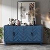 Stronger 4 Door Wooden Storage Buffet Cabinet, Vintage Style with Lacquered Accents - 3 of 4