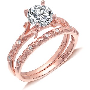 Lanelle Wedding Ring Set for Women Sterling Silver Engagement Ring Matching Band by Ginger Lyne Collection - 1 of 4