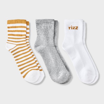 Women's Cushioned Striped 3pk Mid Crew Socks - Universal Thread™ 4-10