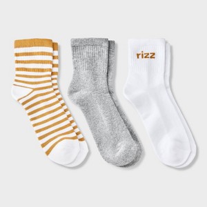 Women's Cushioned Striped 3pk Mid Crew Socks - Universal Thread™ 4-10 - 1 of 3