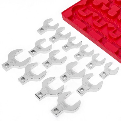 Stark USA 14-Piece 1/2 in. Drive Jumbo Crowfoot Wrench with Storage Tray HD Set