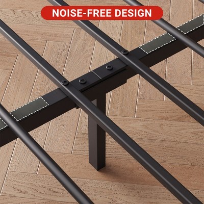 Whizmax Metal and Wood Bed Frame No Box Spring Easy to Assemble, Maple
