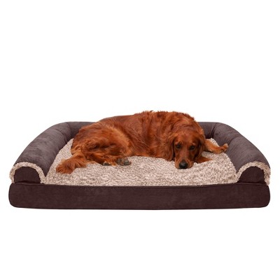 Furhaven Two-tone Faux Fur & Suede Memory Foam Sofa Dog Bed - Jumbo ...