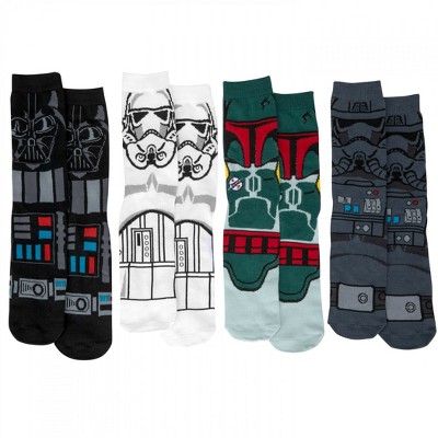 Mens Star Wars Character Print 4-Pack Crew Socks in Gift Box