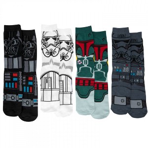 Mens Star Wars Character Print 4-Pack Crew Socks in Gift Box - 1 of 4