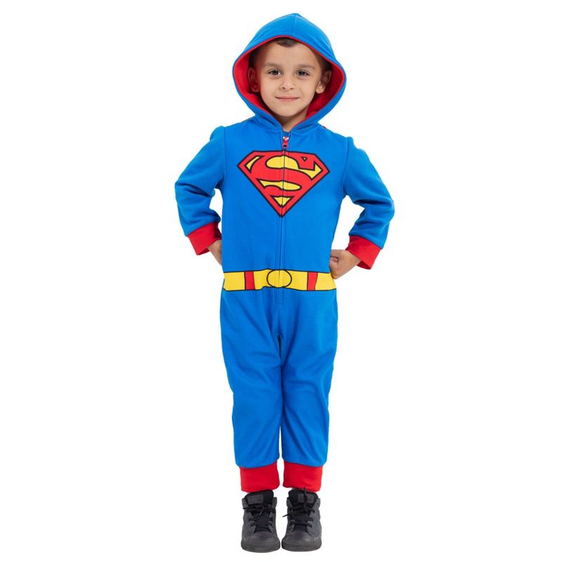 DC Comics Justice League The Flash Superman Batman Zip Up Pajama Coverall Big Kid, 2 of 9