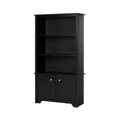 61" Vito 3 Shelf Bookcase with Doors Pure Black - South Shore