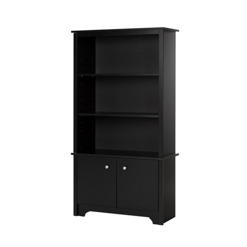 Black bookcase deals with doors