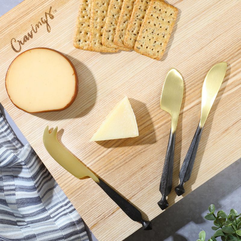 Cravings By Chrissy Teigen 3 Piece Brass Cheese Knife Set with Black Handles, 2 of 6