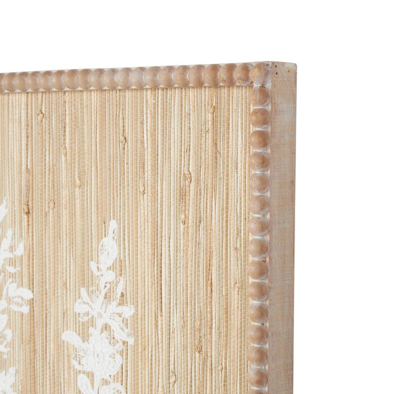 Olivia &#38; May 24&#34;x15&#34; Wood Floral Textured Wall Decor with White Painted Accents and Beaded Frame Cream, 3 of 8