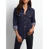 Zeagoo Women's Collared Long Sleeve Denim Button-down Shirt with Pockets Blue XXL - 4 of 4